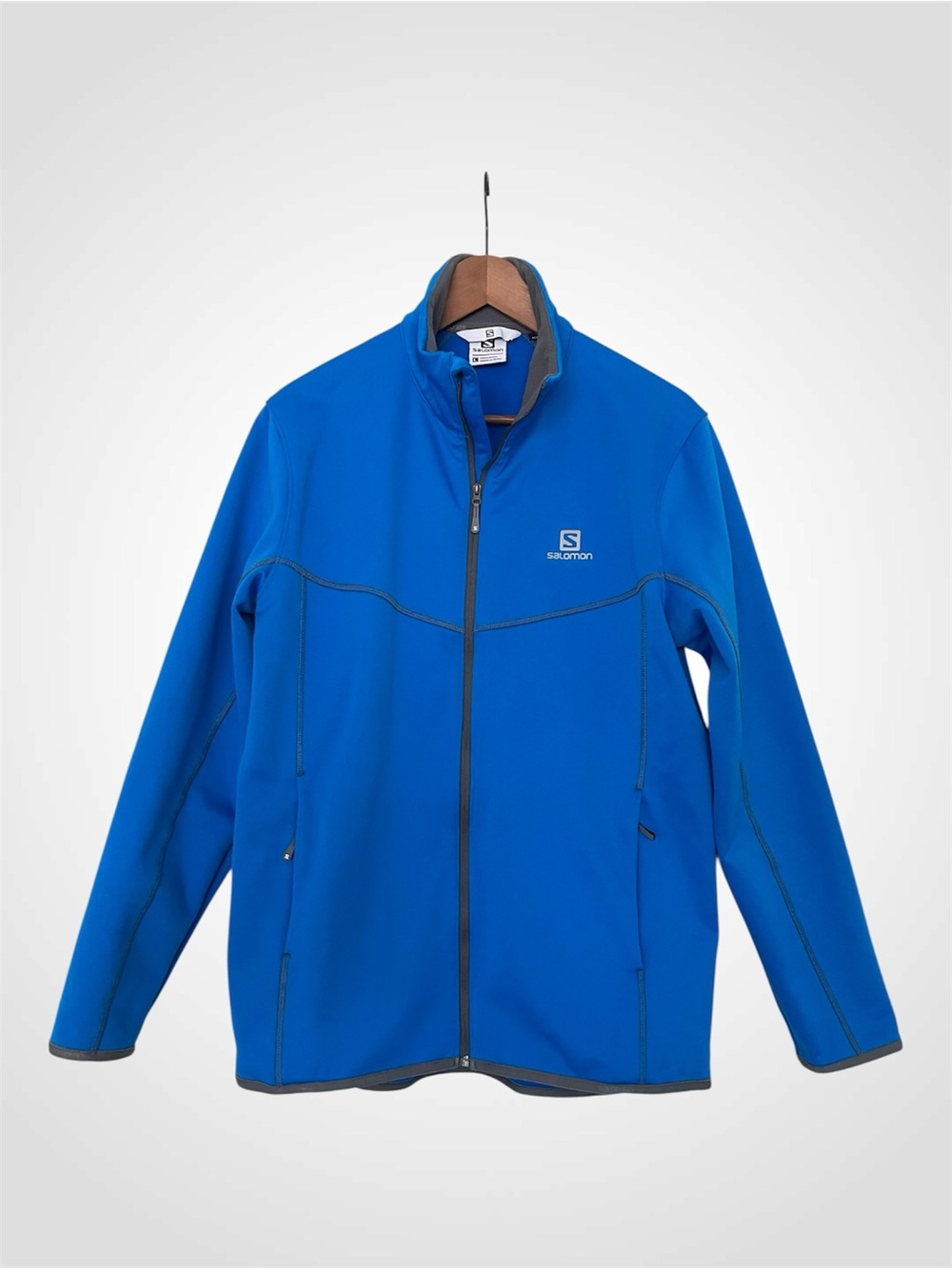 Salomon Softshell Full Zip Performance Jacket ActiTherm Blue Large